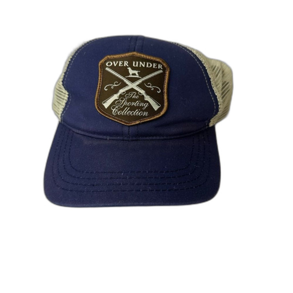 Over Under The Sporting Collection - Guns&Dog Logo Patch Trucker Hat Blue&Cream - Picture 1 of 5